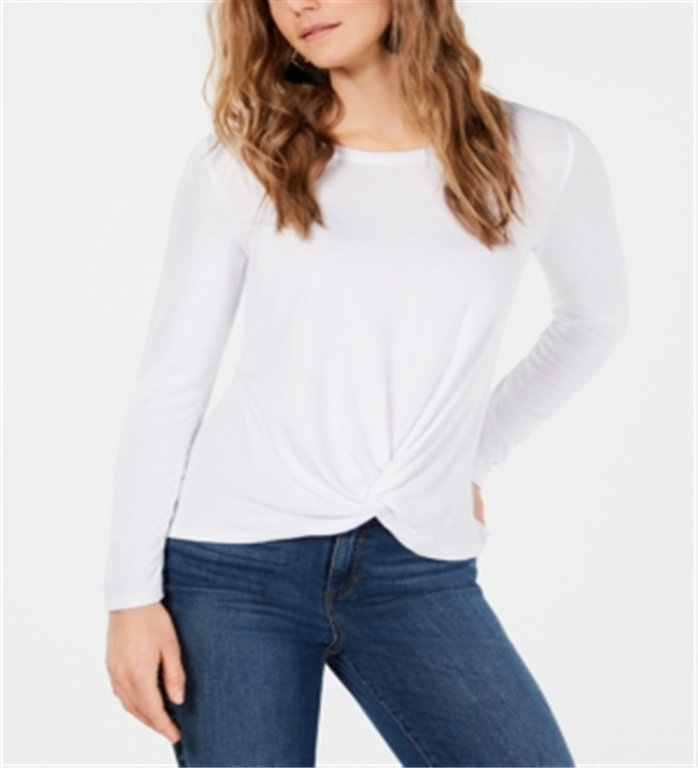 Style & Co Women's Twist Front Draped Top White Size PP