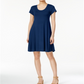 Style & Co Women's Short Sleeve a Line Dress Blue Size X-Large