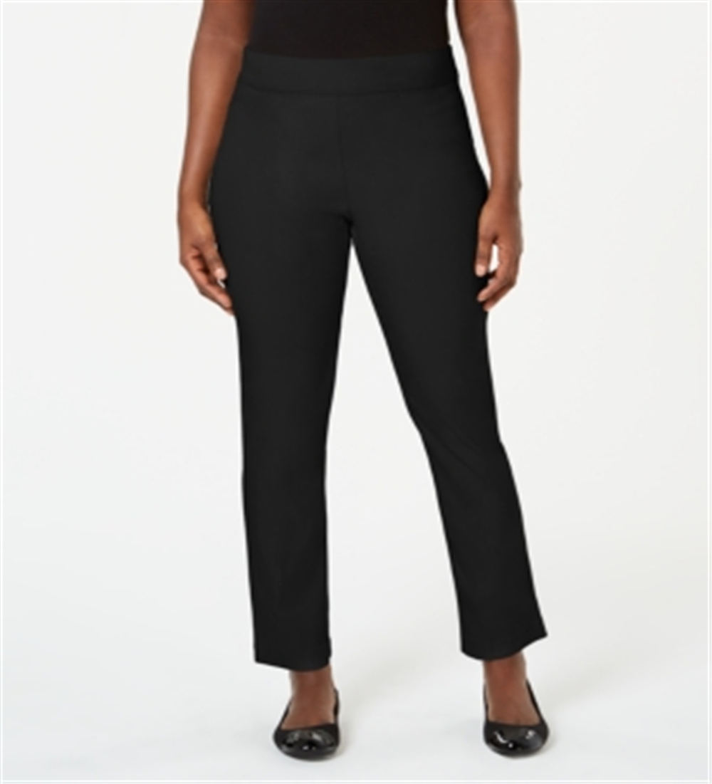 Karen Scott Women's Pull on Flat Front Pants Black Size Medium