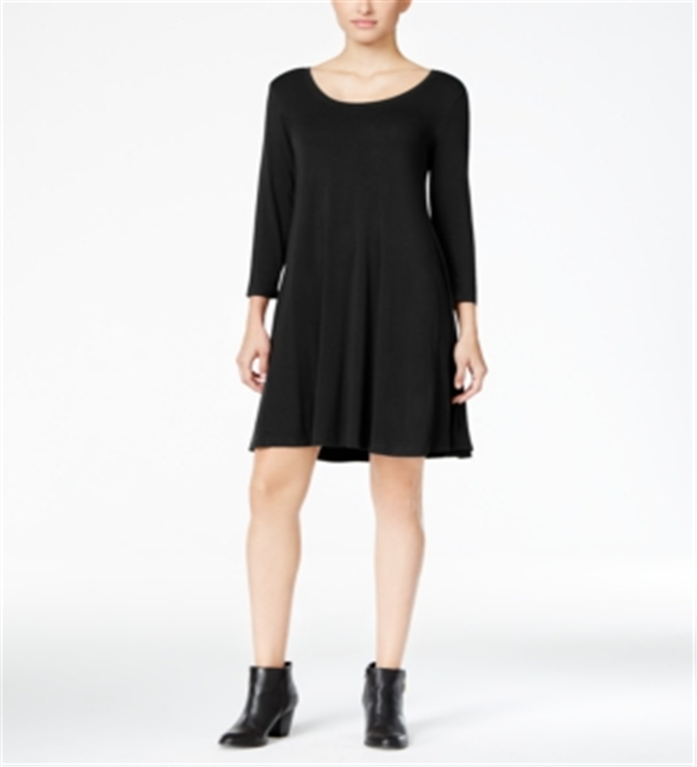 Style & Co Women's Swing Dress Black Size Petite X-Large
