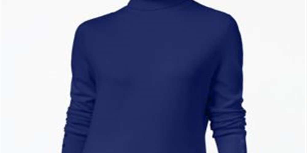 JM Collection Women's Turtleneck Sweater Blue  Size Petite L