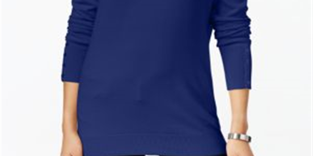 JM Collection Women's Turtleneck Sweater Blue  Size Petite L