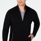 Alfani Men's Ribbed Full Zip Sweater Classic Fit Black Size Medium