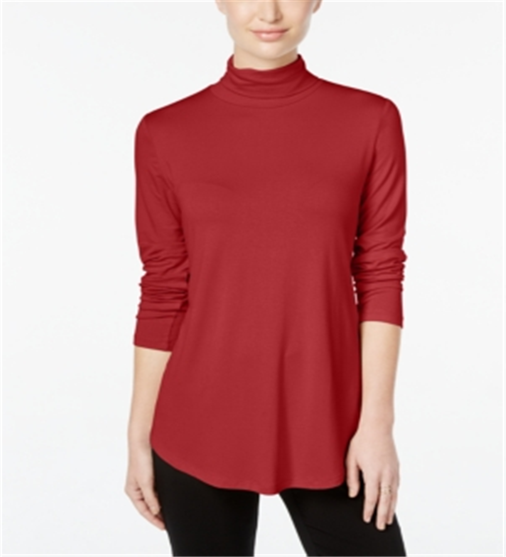JM Collection Women's Turtleneck Top Red Size Petite Small