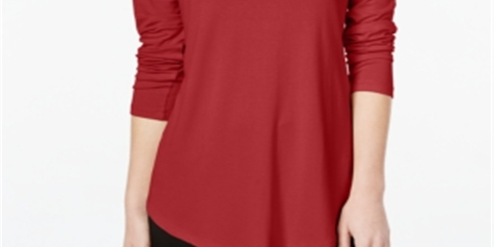 JM Collection Women's Turtleneck Top Red Size Petite Small