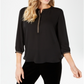 JM Collection Women's Pleated Back Blouse Black Size Small