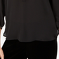 JM Collection Women's Pleated Back Blouse Black Size Small