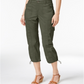 Style & Co Women's Knit Waistband Cargo Capri Pants Green Size 16