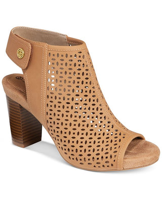 Giani Bernini Women's Platform Perforated Arch Support Josieyy Almond Toe Block Heel Shootie Brown Size 11 M