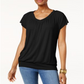 JM Collection Women's Cap Sleeve V Neck Top Black Size Small