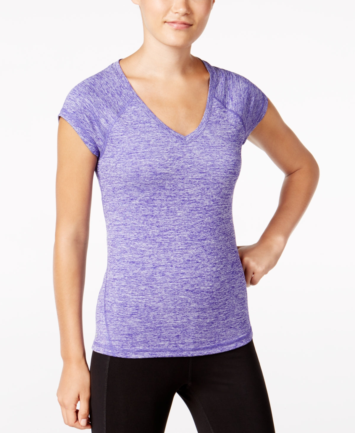 Ideology Women's Rapidry Heathered Performance T-Shirt Purple Size X-Small