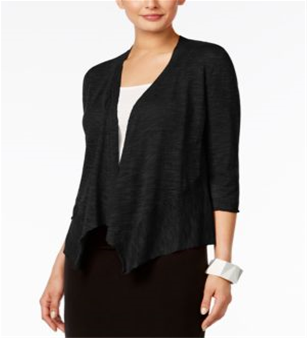 Alfani Women's Linen Drapey Cardigan Sweater Black Size XX-Large