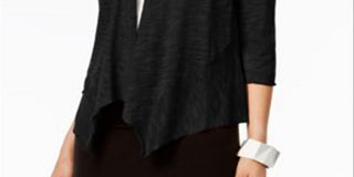 Alfani Women's Linen Drapey Cardigan Sweater Black Size XX-Large