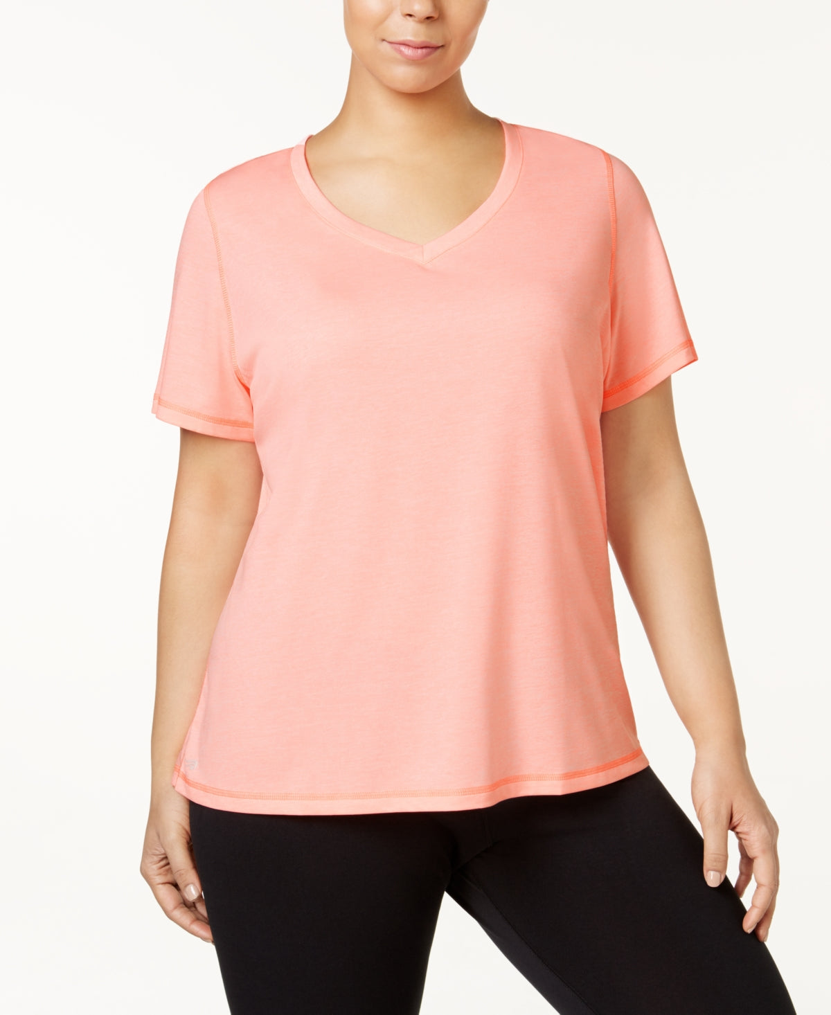 ID Ideology Women's Rapidry V Neck Performance T-Shirt Pink Size 1X