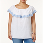 Style & Co Women's Plus Embroidered Off The Shoulder Top White Size 2X