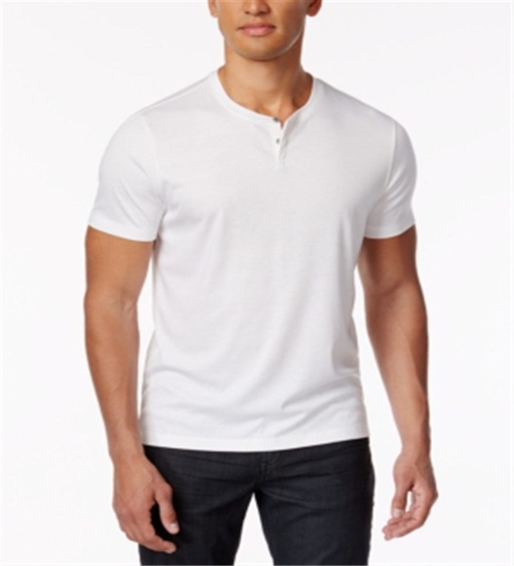 Alfani Men's Soft Touch Stretch Henley White Size Large