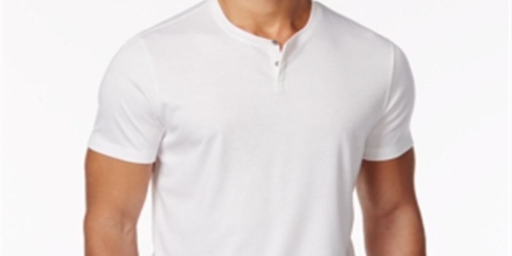 Alfani Men's Soft Touch Stretch Henley White Size Large