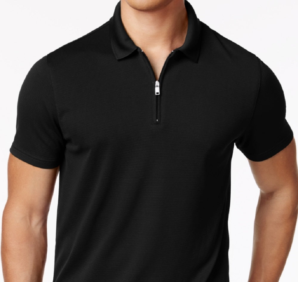 Alfani Men's Ottoman Zip Polo Black