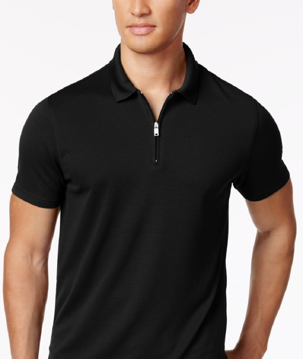 Alfani Men's Ottoman Zip Polo Black