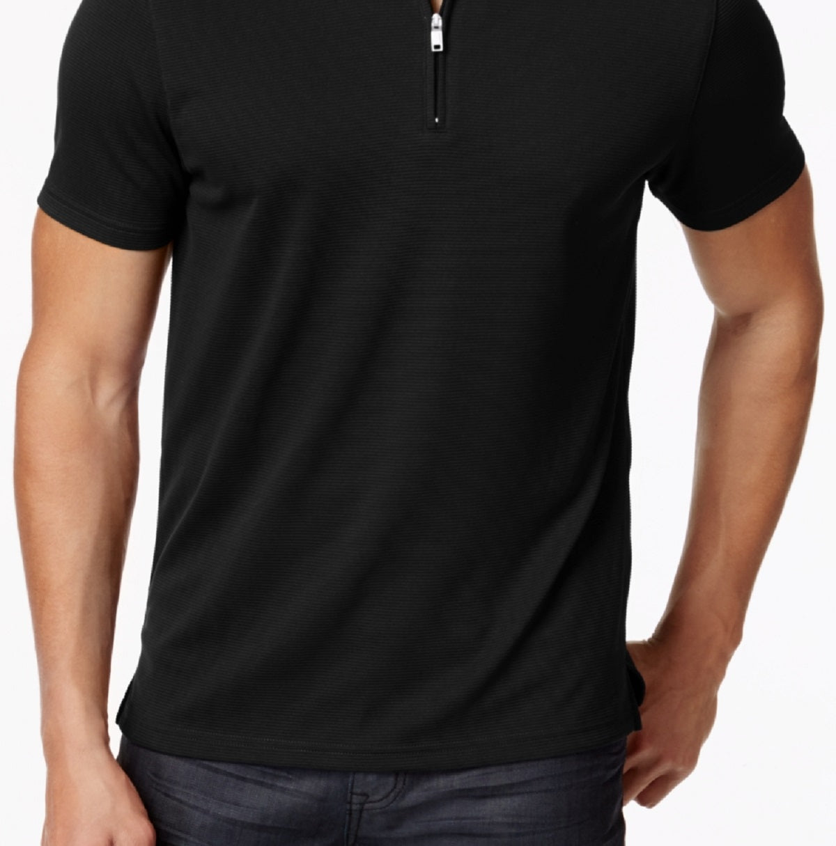 Alfani Men's Ottoman Zip Polo Black