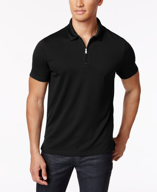 Alfani Men's Ottoman Zip Polo Shirt Black Size Large