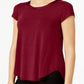 Alfani Women's Satin Trim High Low T-Shirt Red Size Large
