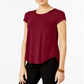 Alfani Women's Satin Trim High Low T-Shirt Red Size Large