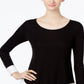 INC International Concepts Women's Long Sleeve Scoop Neck Top Black Size X-Small