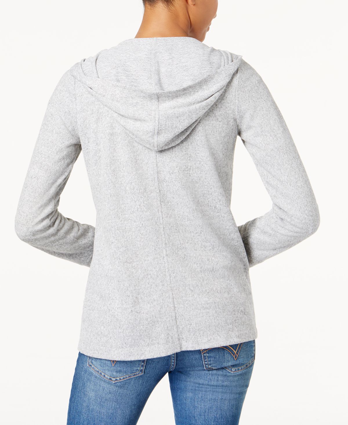 INC International Concepts Women's Hoodie Open Front Cardigan Sweater Gray Size X-Large
