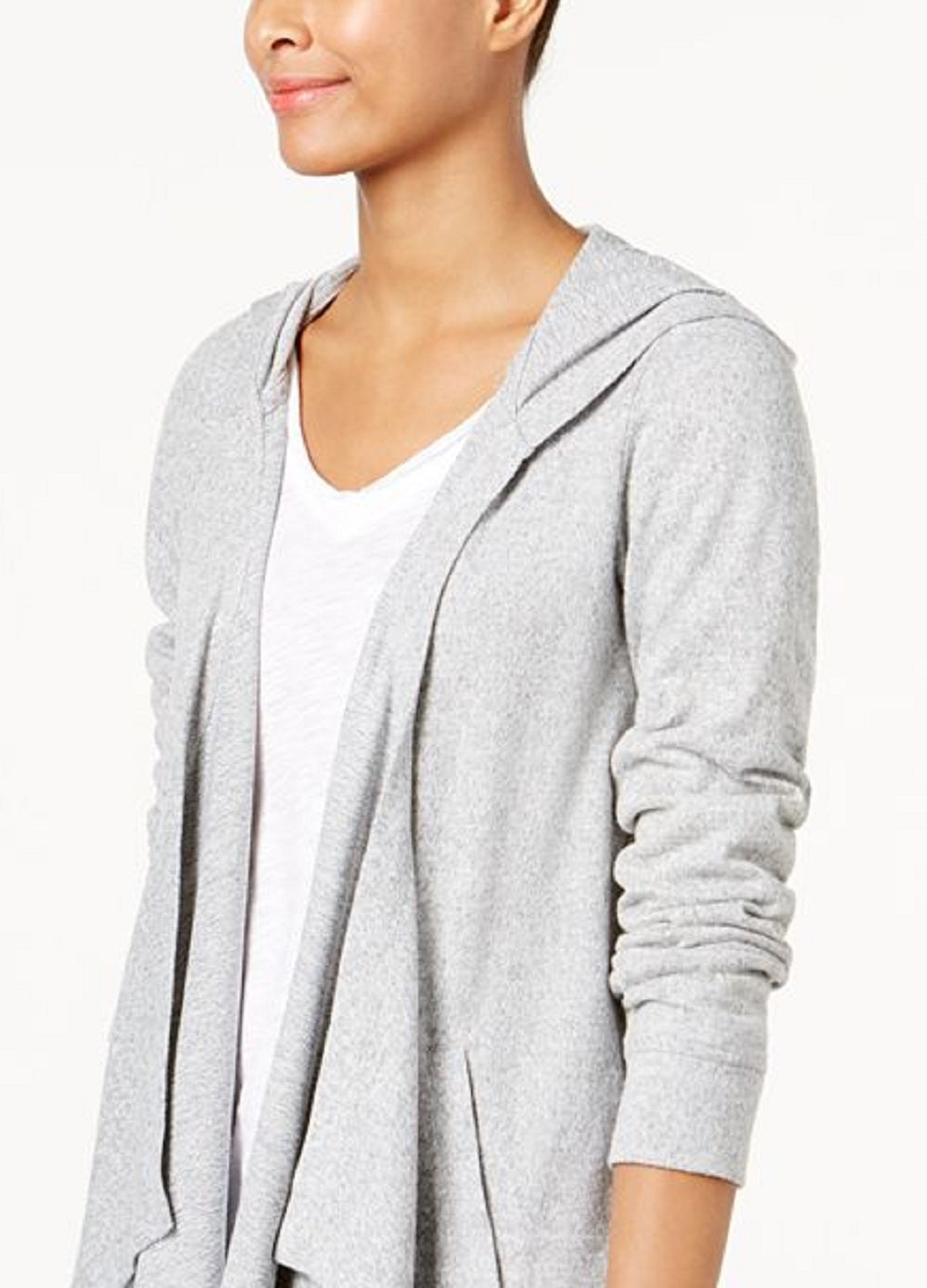INC International Concepts Women's Hoodie Open Front Cardigan Sweater Gray Size X-Large