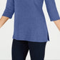 Karen Scott Women's Cotton Boat Neck 3/4 Sleeve Knit Top Blue Size X-Small