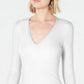 INC International Concepts Women's Ribbed Top White Size Medium