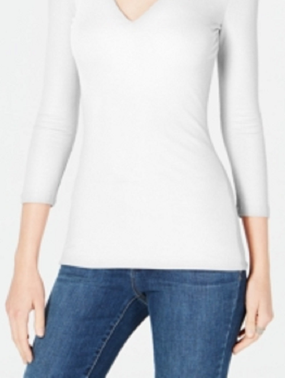 INC International Concepts Women's Ribbed Top White Size Medium