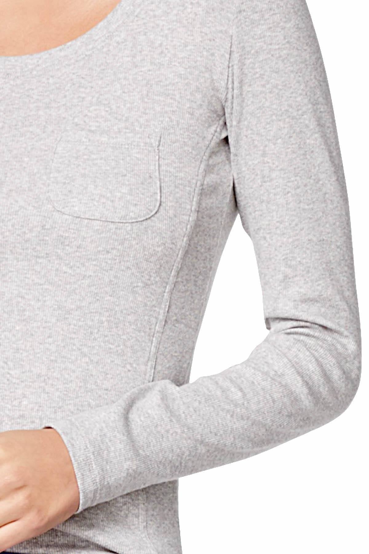 Jenni Women's Ribbed Pajama Top Gray Size X-Small