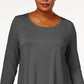 JM Collection Women's Scoopneck Top Gray Size 0X