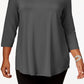 JM Collection Women's Scoopneck Top Gray Size 0X