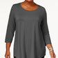 JM Collection Women's Scoopneck Top Gray Size 0X