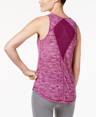 Ideology Women's Space Dyed Mesh Back Tank Top Purple
