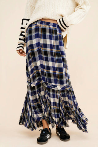 Free People - Bordeaux Plaid Maxi Skirt