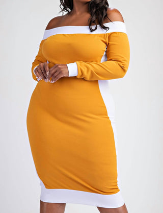 The Curve La - Plus Size Knit Color Block Midi Dress