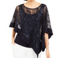 R & M Richards Women's Sequinned-Overlay Top Blue Size Large