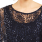 R & M Richards Women's Sequinned-Overlay Top Blue Size Large