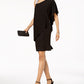 R & M Richards Women's One Shoulder Rhinestone Embellished Dress Black Size 14
