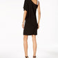 R & M Richards Women's One Shoulder Rhinestone Embellished Dress Black Size 14