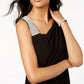 R & M Richards Women's One Shoulder Rhinestone Embellished Dress Black Size 14
