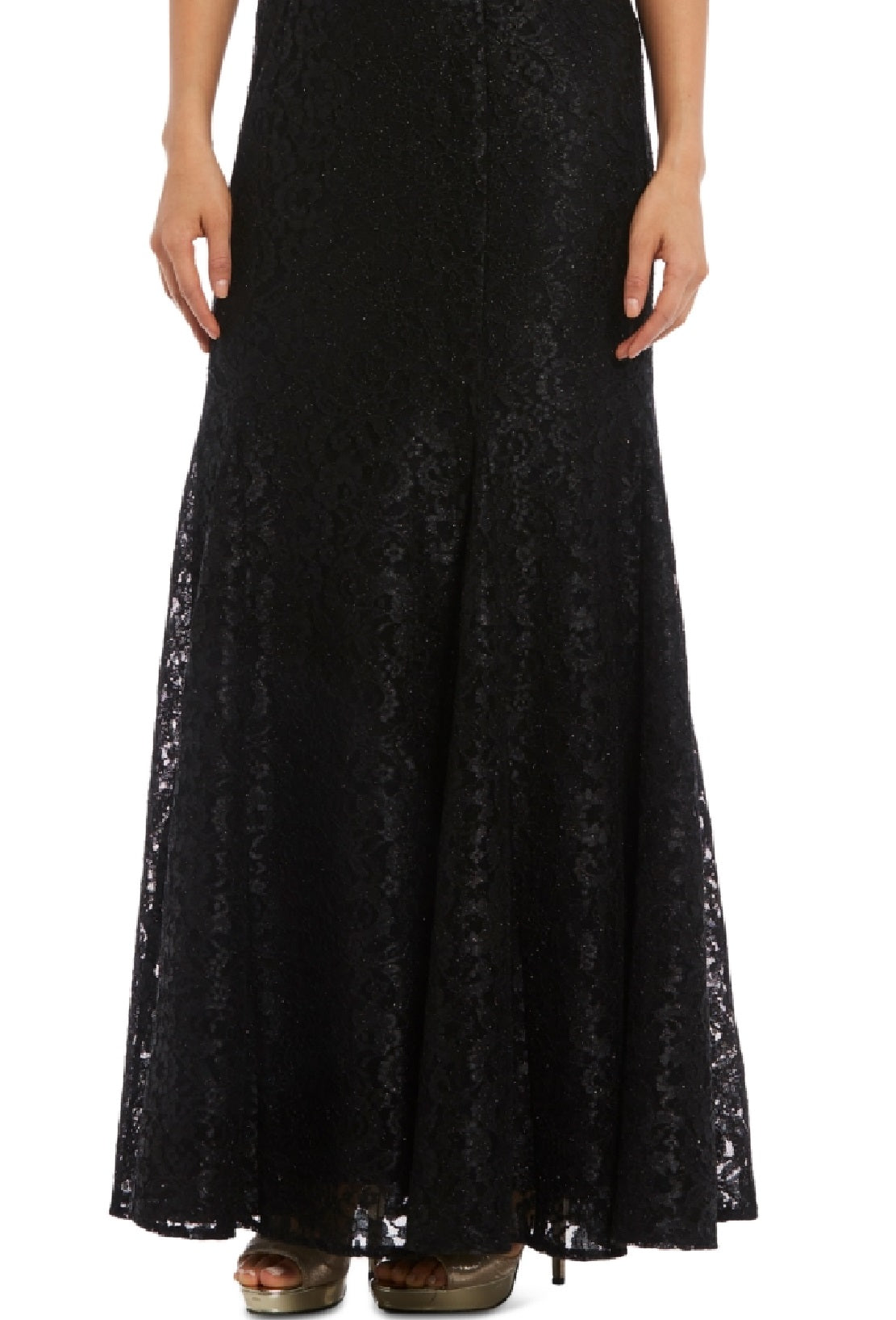 R & M Richards Women's Off The Shoulder Lace Gown Black Size 8 Petite