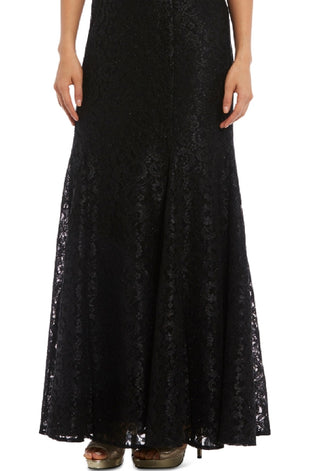 R & M Richards Women's Off The Shoulder Lace Gown Black Size 14 Petite