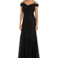 R & M Richards Women's Off The Shoulder Lace Gown Black Size 14 Petite
