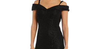 R & M Richards Women's Off The Shoulder Lace Gown Black Size 14 Petite