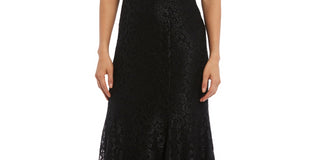 R & M Richards Women's Off The Shoulder Lace Gown Black Size 14 Petite